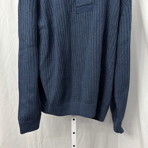 Duluth Trading Sweater Mens 2XL High Neck Infantry Wool Blend Shawl Collar Blue - Picture 6 of 10